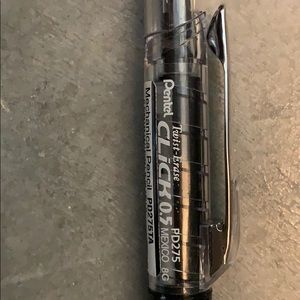 $1 ) 7Mechanical pencils 7pens 2 erasers 1case